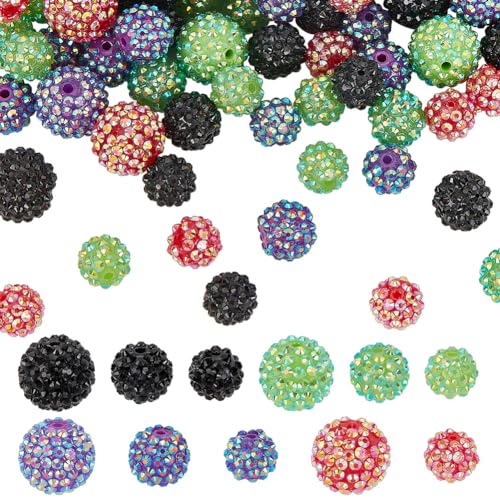 arricraft, 88 Stück Strassperlen Aus Kunstharz., 4 Farben 3 Größen Runde Pave Disco-Kugel Perlen Mit Perlen Im Inneren Glitzernde Bubblegum-Perlen Lockerer Abstandshalter Für Armband arricraft, 88 Stück Strassperlen Aus Kunstharz., 4 Farben 3 Größen Runde Pave Disco-Kugel Perlen Mit Perlen Im Inneren Glitzernde Bubblegum-Perlen Lockerer Abstandshalter Für Armband von arricraft
