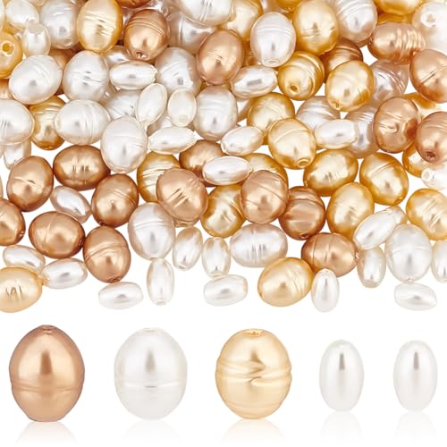 arricraft, Ovale Glasperlen, 180 Stück, 5 Farbe, 2 Stile, Perlglanz-Satin-Kartoffelperlen, Strang Reis-Imitationsperlen, Lose Eierperlen Für Die Herstellung von DIY-Halsketten Und Schmuck arricraft, Ovale Glasperlen, 180 Stück, 5 Farbe, 2 Stile, Perlglanz-Satin-Kartoffelperlen, Strang Reis-Imitationsperlen, Lose Eierperlen Für Die Herstellung von DIY-Halsketten Und Schmuck von arricraft
