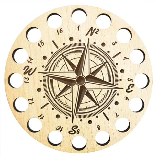 arricraft 1 Stück Kreuzstich-Garnhalter Aus Holz, 16-Positionen-Organizer Für Zahnseidespulen Mit Markierten Zahlen, Kompassmuster, Runder Fadenhalter, Nähgarnzubehör Für Kreuzstichwerkzeug arricraft 1 Stück Kreuzstich-Garnhalter Aus Holz, 16-Positionen-Organizer Für Zahnseidespulen Mit Markierten Zahlen, Kompassmuster, Runder Fadenhalter, Nähgarnzubehör Für Kreuzstichwerkzeug von arricraft