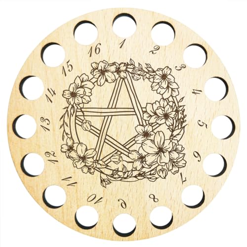 arricraft 1 Stück Kreuzstich-Garnhalter Aus Holz, Multi-Löcher-Organizer Für Zahnseidespulen Mit Markierten Zahlen, Kranz Mit Pentagramm-Muster, Kreis-Fadenhalter Für Stickerei arricraft 1 Stück Kreuzstich-Garnhalter Aus Holz, Multi-Löcher-Organizer Für Zahnseidespulen Mit Markierten Zahlen, Kranz Mit Pentagramm-Muster, Kreis-Fadenhalter Für Stickerei von arricraft