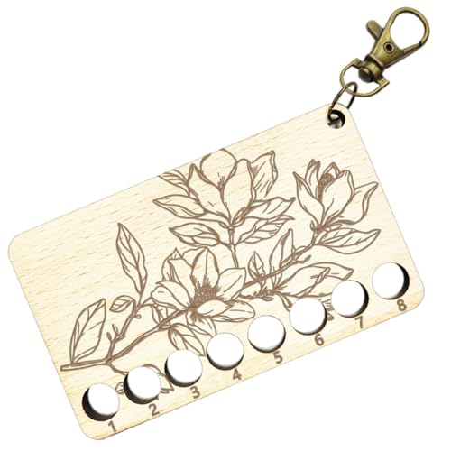 arricraft 1 Stück Kreuzstich-Garnhalter Aus Holz, Projektkarte Mit Magnolienblumen-Floss, 10 mm Loch, 8 Positionen, Wickelplatte, Brett Mit Verschluss Für Heimwerker, Nähaufbewahrung von arricraft