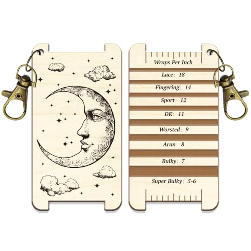 arricraft 1 x Mondspinn-Kontrollkarte, Mondgesicht, Wolken, Sterne, Garn, WPI-Führungslehre mit Verschluss, Holzgarn, Wickel-Führungsbrett mit Diz für Spinner, Messwerkzeuge, Häkelzubehör von arricraft