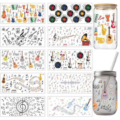 arricraft 10 Blatt Musikthema UV DTF Cup Wrap Für 16OZ Glas Gitarren Musiknoten Aufkleber Zum Aufreiben Cartoon PVC Transferaufkleber Für DIY Tassen Flaschen Instrumente Musikgeschenk arricraft 10 Blatt Musikthema UV DTF Cup Wrap Für 16OZ Glas Gitarren Musiknoten Aufkleber Zum Aufreiben Cartoon PVC Transferaufkleber Für DIY Tassen Flaschen Instrumente Musikgeschenk von arricraft