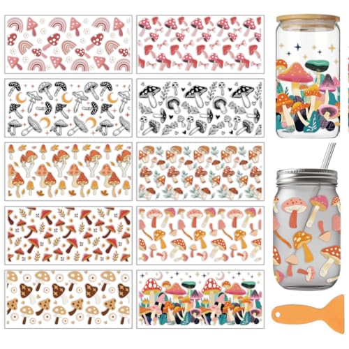 arricraft 10 Blatt Pilz Motiv UV DTF Becherfolie Für 16OZ Glas Bunte Pilzmuster Zum Aufreiben von PVC Transferaufklebern Für DIY Tassen Holzmöbel 24x11cm /9.4x4.3 Zoll arricraft 10 Blatt Pilz Motiv UV DTF Becherfolie Für 16OZ Glas Bunte Pilzmuster Zum Aufreiben von PVC Transferaufklebern Für DIY Tassen Holzmöbel 24x11cm /9.4x4.3 Zoll von arricraft