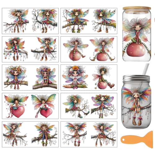 arricraft 10 Blatt UV DTF Becherfolie Mit Feenmotiv Für 16 Unzen Gläser Love Jungle Wings Elf Rub On Decals PVC Transfer Sticker Für DIY Tassen Holz Möbel 24x11cm/9.4x4.3inch arricraft 10 Blatt UV DTF Becherfolie Mit Feenmotiv Für 16 Unzen Gläser Love Jungle Wings Elf Rub On Decals PVC Transfer Sticker Für DIY Tassen Holz Möbel 24x11cm/9.4x4.3inch von arricraft