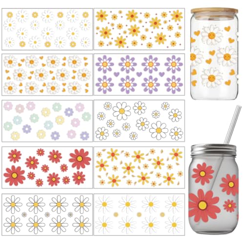 arricraft 10 Blatt UV DTF Becherfolien Für 16 OZ Glasbecher 10 Stil Gänseblümchen Blumen Abziehbilder Zum Aufreiben PVC Transferaufkleber Wasserfeste Abziehbilder Zum Selbermachen Ihrer arricraft 10 Blatt UV DTF Becherfolien Für 16 OZ Glasbecher 10 Stil Gänseblümchen Blumen Abziehbilder Zum Aufreiben PVC Transferaufkleber Wasserfeste Abziehbilder Zum Selbermachen Ihrer von arricraft