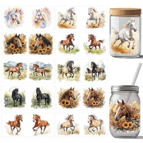 arricraft 10 Blatt UV DTF Becherfolien Für 16 OZ Glasbecher 10 Stile Aquarell Pferdemotiv Abziehbilder Zum Aufreiben PVC Transferaufkleber Wasserfest Zum Selbermachen Ihrer Weihnachtsgeschenke arricraft 10 Blatt UV DTF Becherfolien Für 16 OZ Glasbecher 10 Stile Aquarell Pferdemotiv Abziehbilder Zum Aufreiben PVC Transferaufkleber Wasserfest Zum Selbermachen Ihrer Weihnachtsgeschenke von arricraft