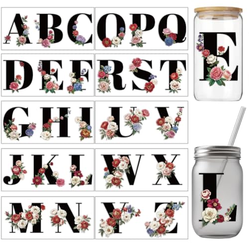 arricraft 10 Blatt UV DTF Cup Wrap Transferaufkleber 26 Buchstaben Mit Blumen Abziehbild Zum Aufreiben Für 16 Unzen Glasbecher Möbel Basteln Holz DIY Basteln arricraft 10 Blatt UV DTF Cup Wrap Transferaufkleber 26 Buchstaben Mit Blumen Abziehbild Zum Aufreiben Für 16 Unzen Glasbecher Möbel Basteln Holz DIY Basteln von arricraft