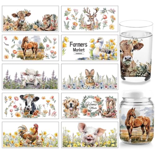 arricraft 10 Blatt UV DTF Transferaufkleber Mit Tiermotiven 11x24cm Kuh Schaf Huhn Rub Auf Transfers Aufkleber Für 16 Unzen Glas Tassen Möbel Handwerk Holz DIY Handwerk arricraft 10 Blatt UV DTF Transferaufkleber Mit Tiermotiven 11x24cm Kuh Schaf Huhn Rub Auf Transfers Aufkleber Für 16 Unzen Glas Tassen Möbel Handwerk Holz DIY Handwerk von arricraft