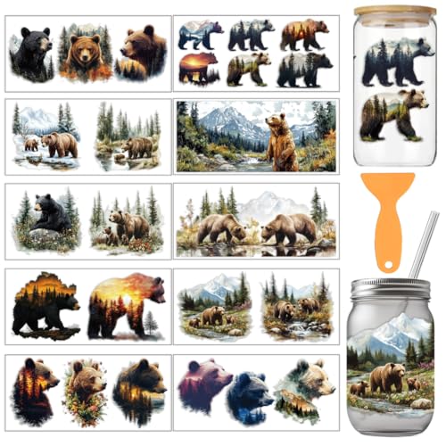 arricraft 10 Stück Bärenmotiv Becherdruck UV Transferpapier 10 Stile Aquarell Wild Forest Bear PVC DIY Wärmeübertragung Aufkleber Für 16 OZ Glasbecher Handwerk 9.5x4.3 Zoll arricraft 10 Stück Bärenmotiv Becherdruck UV Transferpapier 10 Stile Aquarell Wild Forest Bear PVC DIY Wärmeübertragung Aufkleber Für 16 OZ Glasbecher Handwerk 9.5x4.3 Zoll von arricraft