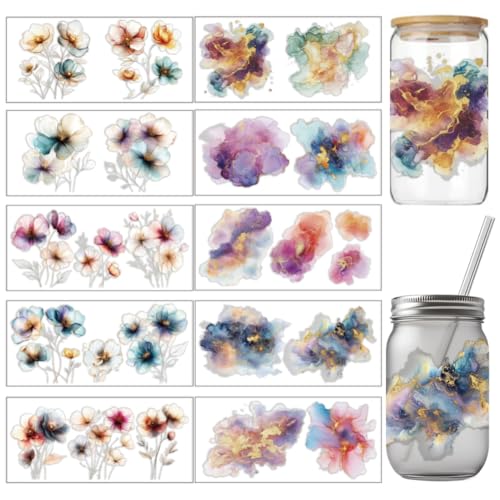 arricraft 10 Stück Blumen Motiv UV Transferpapier Für Tassendruck 10 Stile Ätherische Aquarellblumen PVC DIY Wärmeübertragungsaufkleber Für 16 OZ Glasbecher Basteln 9.5x4.3 Zoll arricraft 10 Stück Blumen Motiv UV Transferpapier Für Tassendruck 10 Stile Ätherische Aquarellblumen PVC DIY Wärmeübertragungsaufkleber Für 16 OZ Glasbecher Basteln 9.5x4.3 Zoll von arricraft