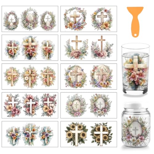 arricraft 10 Stück Buntes Kreuzmotiv Becherdruck UV Transferpapier 10 Stile Kreuz Blumenrahmen PVC DIY Wärmeübertragung Aufkleber Für 16 OZ Glasbecher Handwerk 9.5x4.3 Zoll arricraft 10 Stück Buntes Kreuzmotiv Becherdruck UV Transferpapier 10 Stile Kreuz Blumenrahmen PVC DIY Wärmeübertragung Aufkleber Für 16 OZ Glasbecher Handwerk 9.5x4.3 Zoll von arricraft
