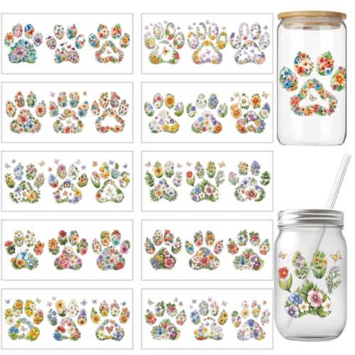 arricraft 10 Stück Buntes Pfotenabdruck Motiv UV Transferpapier Für Tassendruck 10 Stile Pflanze Blumen Pfotenabdruck Silhouette PVC DIY Wärmeübertragung Aufkleber Für 16 OZ Glas Tassen Handwerk arricraft 10 Stück Buntes Pfotenabdruck Motiv UV Transferpapier Für Tassendruck 10 Stile Pflanze Blumen Pfotenabdruck Silhouette PVC DIY Wärmeübertragung Aufkleber Für 16 OZ Glas Tassen Handwerk von arricraft