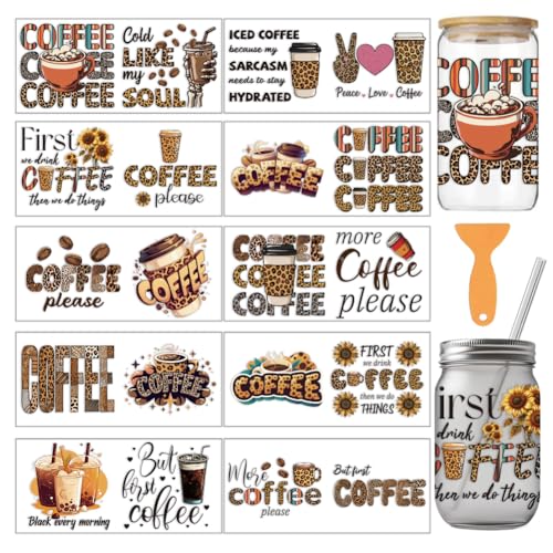 arricraft 10 Stück Kaffeethema Tasse Druck UV Transfer Papiere, 10 Stile Kaffeetassen Leopard Druck Blumenpflanzen Liebe Herzen PVC Wärmeübertragung Aufkleber für 16 OZ Glastassen 9.5x4.3inch arricraft 10 Stück Kaffeethema Tasse Druck UV Transfer Papiere, 10 Stile Kaffeetassen Leopard Druck Blumenpflanzen Liebe Herzen PVC Wärmeübertragung Aufkleber für 16 OZ Glastassen 9.5x4.3inch von arricraft