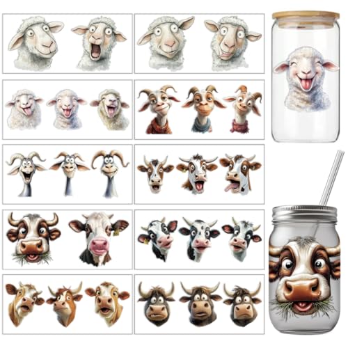 arricraft 10 Stück Lustige Kuh Und Schafporträts Tassendruck UV Transferpapier 10 Stile Wasserdichte Schafe Kuh UV DTF Cup Wrap Aufkleber Für 16 OZ Glasbecher Handwerk arricraft 10 Stück Lustige Kuh Und Schafporträts Tassendruck UV Transferpapier 10 Stile Wasserdichte Schafe Kuh UV DTF Cup Wrap Aufkleber Für 16 OZ Glasbecher Handwerk von arricraft