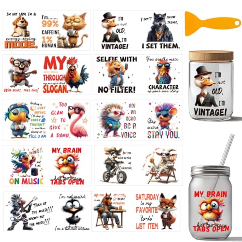 arricraft 10 Stück Lustige PVC Transferaufkleber Mit Tiermotiven Clipart Illustration Muster UV Wasserfest Cup Sticker Kit Für 16 oz Gläser Fenster Home Dekoration arricraft 10 Stück Lustige PVC Transferaufkleber Mit Tiermotiven Clipart Illustration Muster UV Wasserfest Cup Sticker Kit Für 16 oz Gläser Fenster Home Dekoration von arricraft