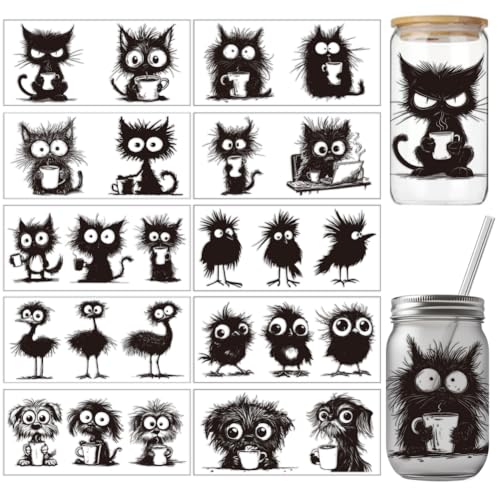 arricraft 10 Stück Lustige Tiere UV DTF Cup Wrap Transferaufkleber 10 Stil Kaffee Katze Kleiner Vogel Küken Strauß Hund Rub On Aufkleber PVC Cup Wrap Wasserdichte Rub Decals Für 16 OZ Glas Tassen arricraft 10 Stück Lustige Tiere UV DTF Cup Wrap Transferaufkleber 10 Stil Kaffee Katze Kleiner Vogel Küken Strauß Hund Rub On Aufkleber PVC Cup Wrap Wasserdichte Rub Decals Für 16 OZ Glas Tassen von arricraft