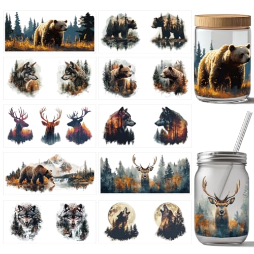 arricraft 10 Stück UV DTF Cup Wrap Transferaufkleber Mit Wolf Bär Hirsch 10 Stile Wild Animal Transferpapier Zum Aufreiben von Aufklebern Silhouette PVC Cup Wrap Wasserdichte Aufkleber Für Glas arricraft 10 Stück UV DTF Cup Wrap Transferaufkleber Mit Wolf Bär Hirsch 10 Stile Wild Animal Transferpapier Zum Aufreiben von Aufklebern Silhouette PVC Cup Wrap Wasserdichte Aufkleber Für Glas von arricraft