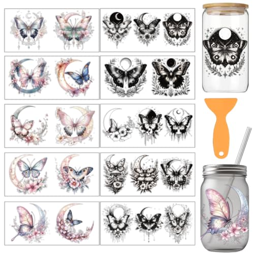 arricraft 10 Stück UV Transferpapier Für Tassendruck Mit Mond Und Schmetterlingsmotiv 10 Stil Blumen Mond Schmetterlinge PVC DIY Wärmeübertragung Aufkleber Für 16 OZ Glas Tassen Handwerk 9.5x4.3 Zoll arricraft 10 Stück UV Transferpapier Für Tassendruck Mit Mond Und Schmetterlingsmotiv 10 Stil Blumen Mond Schmetterlinge PVC DIY Wärmeübertragung Aufkleber Für 16 OZ Glas Tassen Handwerk 9.5x4.3 Zoll von arricraft