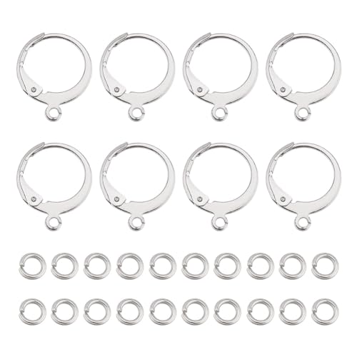 arricraft 100 Stück 304 Edelstahl-Ohrringhaken-Set, Französisch, Leverback-Ohrhaken Mit 100 offenen Biegeringen Für Die DIY-Schmuckherstellung, Loch Ca. 1.5mm von arricraft