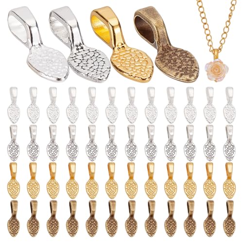arricraft 100 Stück 4 Farben Legierung Oval Blade Bails Charms Flache Kleine Löffelform Ohrring Anhänger Befestigungsösen Großpackung Für DIY Halsketten Schmuckherstellung Zubehör von arricraft