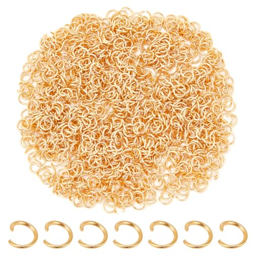 arricraft 1000 Stück Offene Biegeringe, 5 mm 24-Karätige Goldverbinder O-Ringe 304 Edelstahl-Schmuckverbinder Kettenglieder Für DIY Charms Halskette Armband Schlüsselanhänger Handwerk arricraft 1000 Stück Offene Biegeringe, 5 mm 24-Karätige Goldverbinder O-Ringe 304 Edelstahl-Schmuckverbinder Kettenglieder Für DIY Charms Halskette Armband Schlüsselanhänger Handwerk von arricraft
