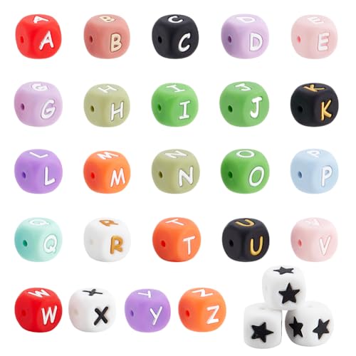arricraft 110 Stück Silikon Buchstaben Abstandsperlen 12mm Große Würfel Alphabet Perlen von AZ Und Sternperlen Bunte Buchstaben Silikon Loseperlen Für Die Schmuckherstellung Armbänder Halsketten arricraft 110 Stück Silikon Buchstaben Abstandsperlen 12mm Große Würfel Alphabet Perlen von AZ Und Sternperlen Bunte Buchstaben Silikon Loseperlen Für Die Schmuckherstellung Armbänder Halsketten von arricraft