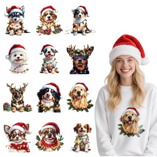 arricraft 12 Blatt Weihnachts Sticker Zum Aufbügeln Aus Stoff Weihnachtsmütze Mit Hund Wärmeübertragungsaufkleber Aufkleber Für DIY T Shirts Jeans Rucksäcke Familien Kleidung Hut Dekoration arricraft 12 Blatt Weihnachts Sticker Zum Aufbügeln Aus Stoff Weihnachtsmütze Mit Hund Wärmeübertragungsaufkleber Aufkleber Für DIY T Shirts Jeans Rucksäcke Familien Kleidung Hut Dekoration von arricraft