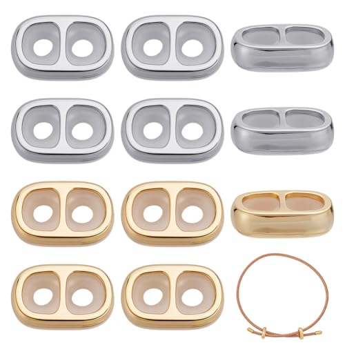 arricraft 12 Stück 2 Farben Zinklegierung Silikon Schiebeperlen Verstellbare Schiebeverschlüsse Mit 2 Loch Ovale Perlen Für DIY Ohrringe Armbänder Halsketten Basteln Schmuckherstellung 3mm Loch von arricraft