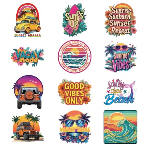 arricraft 12 Stück Sommerthema Wärmeübertragungsfolie Logo Aufkleber Set 12 Stile Strand Palme Regenbogen Surfbrett Wärmeübertragung Aufkleber Eisen Auf Aufkleber Für T Shirts Patches Taschen Hüte arricraft 12 Stück Sommerthema Wärmeübertragungsfolie Logo Aufkleber Set 12 Stile Strand Palme Regenbogen Surfbrett Wärmeübertragung Aufkleber Eisen Auf Aufkleber Für T Shirts Patches Taschen Hüte von arricraft