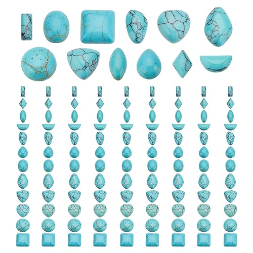arricraft 120 Stück synthetische Türkis-Cabochons, 12 Stile, grüne Herz-, Pferdeaugen-Mond-Steine, sortierte flache Rückseite, gewölbte Perlen, gebrochene Edelstein-Anhänger für Schmuck-, Ring-, arricraft 120 Stück synthetische Türkis-Cabochons, 12 Stile, grüne Herz-, Pferdeaugen-Mond-Steine, sortierte flache Rückseite, gewölbte Perlen, gebrochene Edelstein-Anhänger für Schmuck-, Ring-, von arricraft