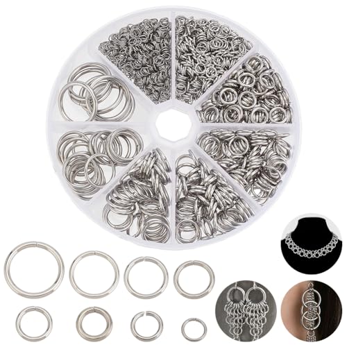 arricraft 1212 Stück Offene Biegeringe, 8 Größen, 304 Biegeringe Aus Edelstahl, O-Ring-Verbinder, Runde Schmuckverbinder, Kettenglieder Für Schlüsselanhänger, Halskette, Schmuckanhänger arricraft 1212 Stück Offene Biegeringe, 8 Größen, 304 Biegeringe Aus Edelstahl, O-Ring-Verbinder, Runde Schmuckverbinder, Kettenglieder Für Schlüsselanhänger, Halskette, Schmuckanhänger von arricraft