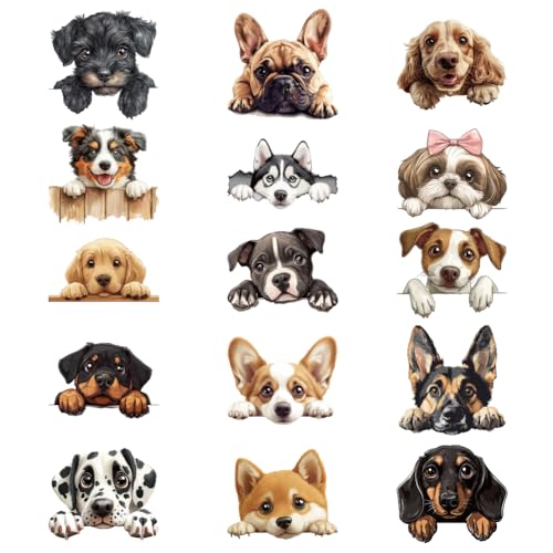arricraft 15 Stück Aufnäher Zum Aufbügeln 15 Kategorien von Hundemustern Bügelbilder Tiere Wärmeübertragungsaufkleber Kunststoff Waschbare Patches Für Kleidung Rucksäcke Abdeckung von arricraft