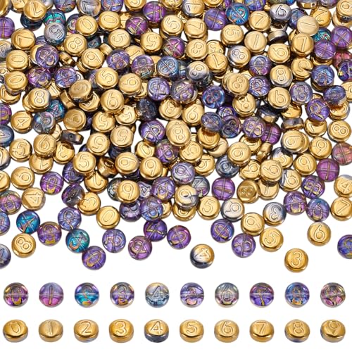 arricraft 150 Stück Glaszahlenperlen Galvanisierte Glasperlen In 10 Farbe Flach Und Rund Mit Perlen In Gemischten Zahlen Kleine Lose Abstandsperlen Für Die Herstellung von DIY Schmuck Halsketten von arricraft
