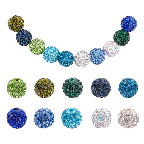 arricraft 150 Stück Polymer Strassperlen In 10 Farben 10mm Lose Perlen Runde Pavé Diskokugeln Diamantperlen Kristallperlen Funkelnde Kaugummiperlen Zur Schmuckherstellung DIY Bastelbedarf von arricraft