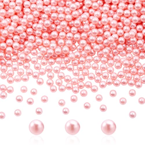 arricraft 1500 Stück Rosa Perlen 8mm Runde Perlen Aus ABS Kunststoff Imitationsperlen Lose Perlen Zur Schmuckherstellung Perlen Zum Basteln Rosa Bastelperlen Party Heimdekoration (Ohne Loch) von arricraft