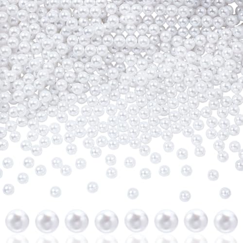 arricraft 1500 Stück weiße Perlen, 8 mm, ABS-Kunststoff, runde Perlen, Kunstperlen, lose Perlen für Schmuckherstellung, Perlen zum Basteln, rosa Bastelperlen, Party-Heimdekoration (ohne Loch) von arricraft