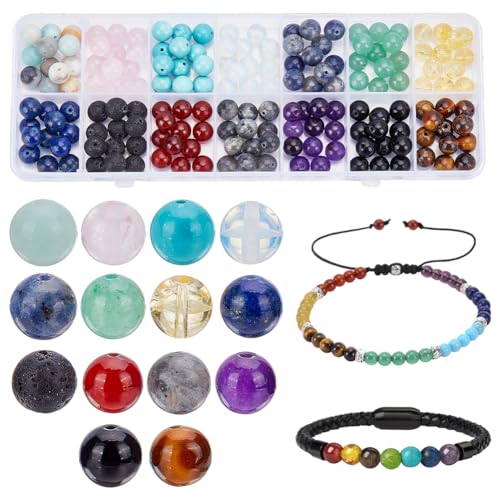 arricraft 168 Stück Natürliche Edelsteine Runde Lose Perlen 14 Stile Natürliche Und Synthetische Gemischte Edelsteinperlen Sets Für DIY Ohrringe Armbänder Halsketten Basteln Schmuckherstellung von arricraft