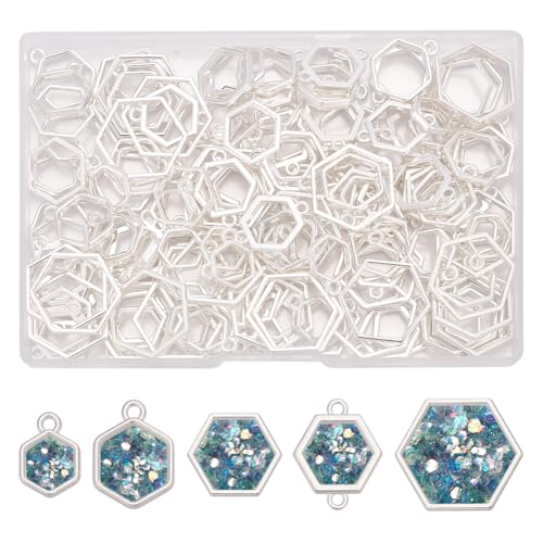 arricraft 170 Stück 5 Stile Sechseck Stift Lünette Verbindungsstück Charms Anhänger Mit Hohlem Geometrischem Rahmen Aus Silberlegierung Für Selbstgemachte Anhänger Aus Epoxidharz Ohrringe Halsketten arricraft 170 Stück 5 Stile Sechseck Stift Lünette Verbindungsstück Charms Anhänger Mit Hohlem Geometrischem Rahmen Aus Silberlegierung Für Selbstgemachte Anhänger Aus Epoxidharz Ohrringe Halsketten von arricraft
