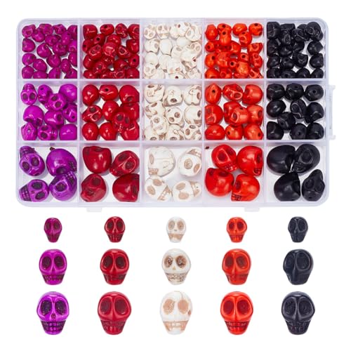 arricraft 170 Stück Totenkopfperlen In 3 Größen, Halloween Synthetische Türkisfarbene Totenkopf-Form-Perlen, Lose Abstandsperlen, Charms, Bunte Skelett-Kopf-Perlen, Für DIY-Bastelarbeiten arricraft 170 Stück Totenkopfperlen In 3 Größen, Halloween Synthetische Türkisfarbene Totenkopf-Form-Perlen, Lose Abstandsperlen, Charms, Bunte Skelett-Kopf-Perlen, Für DIY-Bastelarbeiten von arricraft