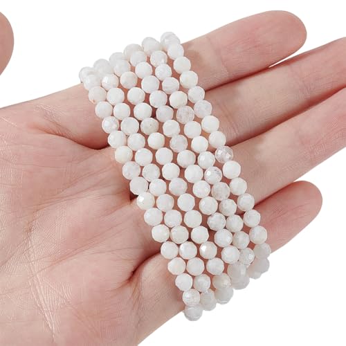arricraft 180 Stück 4 mm natürliche weiße Mondstein-Abstandshalter-Perlen, 2 Stränge, facettierte, runde natürliche Edelsteine, lose Perlen, Stränge für DIY-Armbänder, Halsketten, Basteln arricraft 180 Stück 4 mm natürliche weiße Mondstein-Abstandshalter-Perlen, 2 Stränge, facettierte, runde natürliche Edelsteine, lose Perlen, Stränge für DIY-Armbänder, Halsketten, Basteln von arricraft