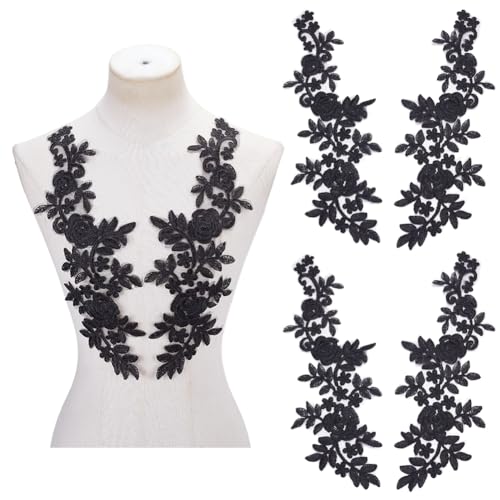 arricraft 2 Paar Blumenspitzen-Applikationen, schwarzer Polyesterstoff, Spitzenapplikationen, bestickte Applikationen, zum Aufnähen für Kleidung, Hochzeitskleid, Stoff, DIY-Dekoration arricraft 2 Paar Blumenspitzen-Applikationen, schwarzer Polyesterstoff, Spitzenapplikationen, bestickte Applikationen, zum Aufnähen für Kleidung, Hochzeitskleid, Stoff, DIY-Dekoration von arricraft