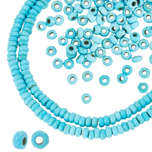 arricraft 2 Stränge Ca. 332 Stück Facettierte Rondelle Synthetische Türkisfarbene Perlen, Blaue Edelstein-Abstandsperlen, Stein-Stopper-Perlen, Scheibenperlen Für Selbstgemachte Armbänder von arricraft