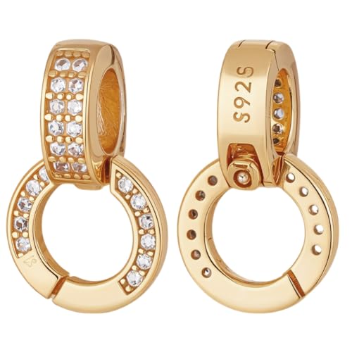 arricraft 2 Stück 925 Sterling Silber 18 Karat Vergoldet Doppel Ohrstecker Verschluss Verbinder Klappverschluss Mit Zirkonia Strass Anhängerverschluss Für DIY Halsketten Armbänder von arricraft