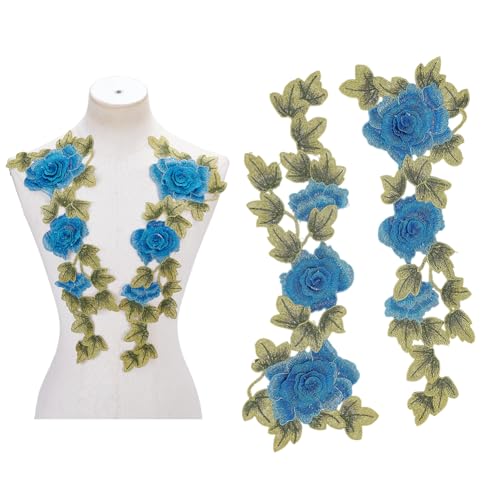 arricraft 2 Stück bestickte Rosenblüten zum Aufnähen, blaue Polyester-Stoffapplikationen, bestickte Applikationen für Kleidung, Kleiderstoff, DIY-Dekoration arricraft 2 Stück bestickte Rosenblüten zum Aufnähen, blaue Polyester-Stoffapplikationen, bestickte Applikationen für Kleidung, Kleiderstoff, DIY-Dekoration von arricraft