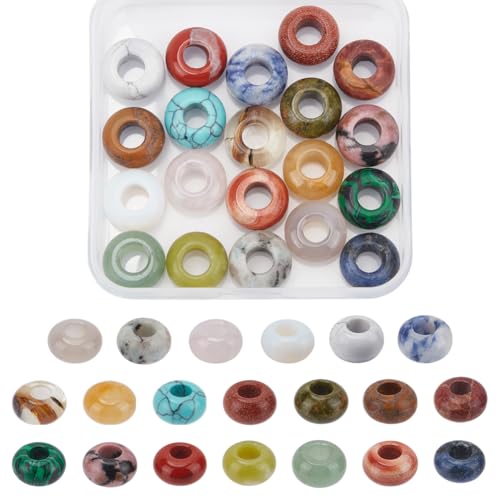 arricraft 20 Stück Edelstein Perlen Aus Europa 20 Stil Rondelle Naturedelstein Abstandsperlen Mit Großem Loch Lose Abstandsperlen Für Die Herstellung von DIY Armbändern Halsketten Schmuckherstellung arricraft 20 Stück Edelstein Perlen Aus Europa 20 Stil Rondelle Naturedelstein Abstandsperlen Mit Großem Loch Lose Abstandsperlen Für Die Herstellung von DIY Armbändern Halsketten Schmuckherstellung von arricraft