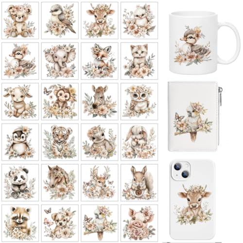 arricraft 24 Stück Boho Tiere Motiv UV Transferpapier Für Tassendruck 24 Stile: Süße Tiere Umgeben von Blumen UV DTF Cup Wrap Aufkleber Für 16 OZ Glasbecher Basteln 3.2x3.2 Zoll arricraft 24 Stück Boho Tiere Motiv UV Transferpapier Für Tassendruck 24 Stile: Süße Tiere Umgeben von Blumen UV DTF Cup Wrap Aufkleber Für 16 OZ Glasbecher Basteln 3.2x3.2 Zoll von arricraft