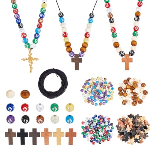arricraft 321 Stück Holzkreuz Halskette Zum Basteln DIY Sonntagsschul Set Naturholzperlen In Verschiedenen Farben Kreuzperlen Rosenkranzherstellung Zubehör Für DIY Ohrringe Armbänder Halsketten arricraft 321 Stück Holzkreuz Halskette Zum Basteln DIY Sonntagsschul Set Naturholzperlen In Verschiedenen Farben Kreuzperlen Rosenkranzherstellung Zubehör Für DIY Ohrringe Armbänder Halsketten von arricraft