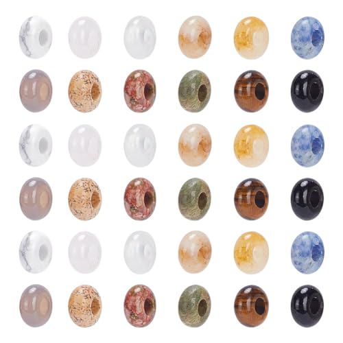 arricraft 36 Stück 10 mm Gemischte Edelstein-Rondelle-Perlen, 12 Stile, Großes Loch, Europäische Perlen, Naturstein, Rondelle, Lose Perlen Für DIY-Armbänder, Halsketten, Ohrringe, Schmuck arricraft 36 Stück 10 mm Gemischte Edelstein-Rondelle-Perlen, 12 Stile, Großes Loch, Europäische Perlen, Naturstein, Rondelle, Lose Perlen Für DIY-Armbänder, Halsketten, Ohrringe, Schmuck von arricraft