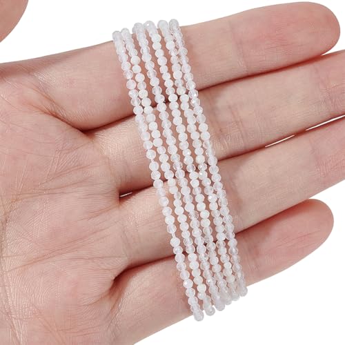arricraft 360 Stück 2 mm natürliche weiße Mondstein-Abstandshalter-Perlen, 2 Stränge, 2 Stile, facettierte, runde natürliche Edelsteine, lose Perlenstränge für DIY-Armbänder, Halsketten, Basteln arricraft 360 Stück 2 mm natürliche weiße Mondstein-Abstandshalter-Perlen, 2 Stränge, 2 Stile, facettierte, runde natürliche Edelsteine, lose Perlenstränge für DIY-Armbänder, Halsketten, Basteln von arricraft